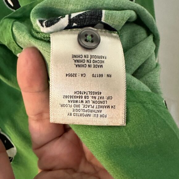 Maeve Green Boston Terrier Button Top V-neck - Picture 4 of 7